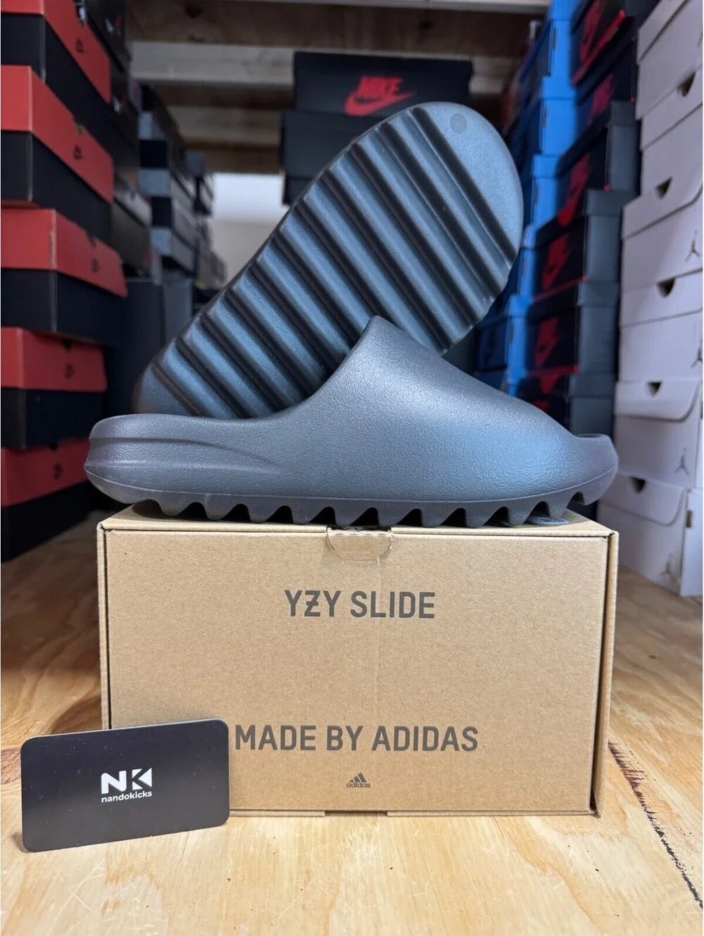 Adidas Yeezy Slides 'Onyx' HQ6448 MENS SIZE 10